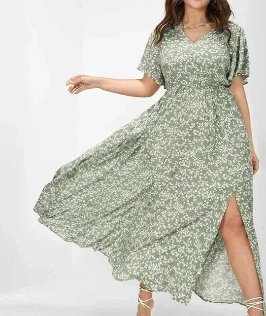 bohemian floral dress | tight waist dress | european style dress | energy saving