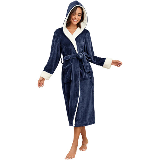 RONGTAI Ladies Long Fleece Bathrobe