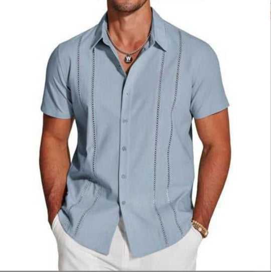 Men's Hawaiian Print Short Sleeve Lapel Shirt - Meifu Market