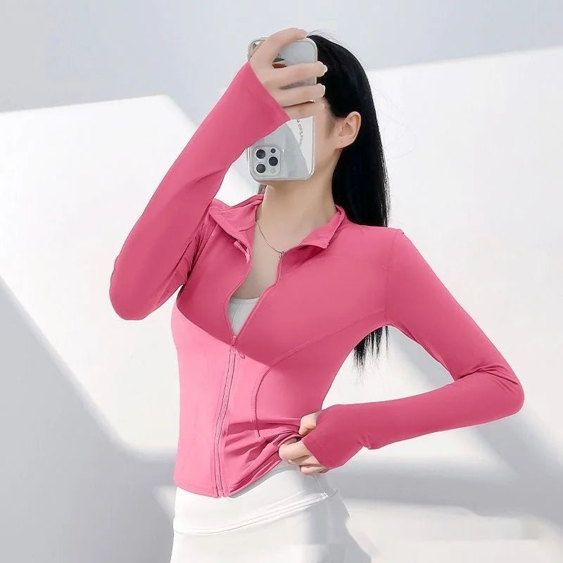 quick-dry fabric | breathable yoga jacket | moisture-wicking material | energy saving