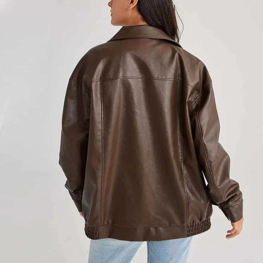 Leather Coat Women's Locomotive Style Top Meifu Market