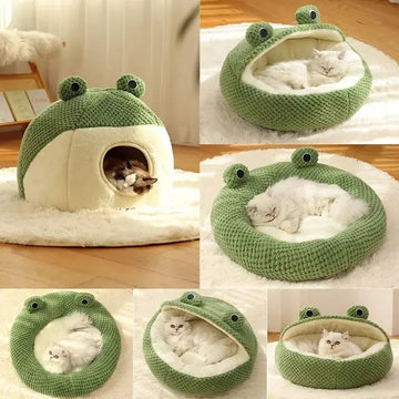 Pet Cat Dog Nest Little Frog Series Warm Plush Mat Autumn Winter Pet House Full Package Nest For Small Cats Dogs Within 5KG Meifu Market