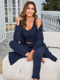Women's Fuzzy 3 Piece Sweatsuit Open Front Cardigan Crop Tank Tops Wide Legs Pants Lounge Sets Meifu Market