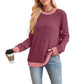 Color Matching Casual Round Neck Pullover Long Sleeve Top Meifu Market