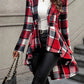 Plaid Pattern Button Front Jacket Long Sleeve High And Low Flared Jacket Meifu Market
