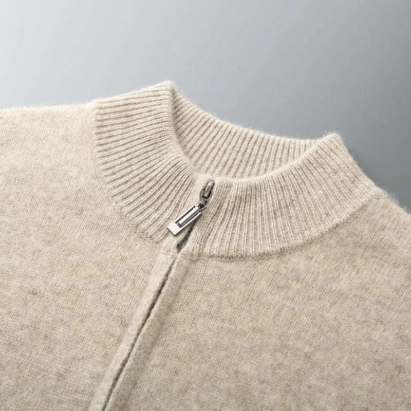 pure wool cardigan | double-strand knit sweater | stand collar cashmere | energy saving