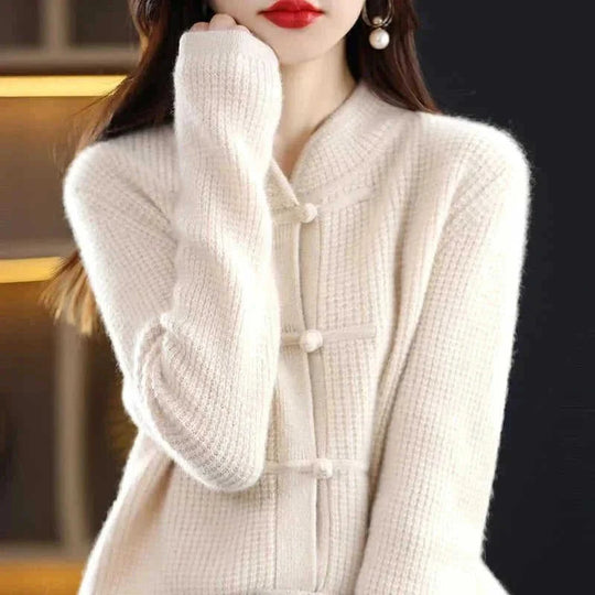 womens cashmere cardigan | chinese retro buckle cardigan | soft cashmere sweater | ultrasonic cleaning