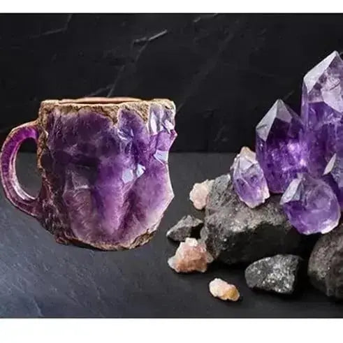 ml resin coffee mug | elegant mineral crystal cup | durable resin mug with handle | ultrasonic cleaning