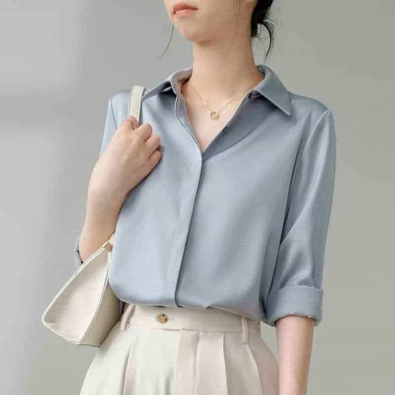 vintage satin shirt for women | checkered womens shirt | retro satin blouse | ultrasonic cleaning