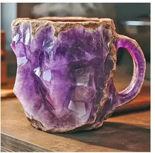 ml resin coffee mug | elegant mineral crystal cup | durable resin mug with handle | ultrasonic cleaning