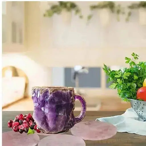 ml resin coffee mug | elegant mineral crystal cup | durable resin mug with handle | energy saving