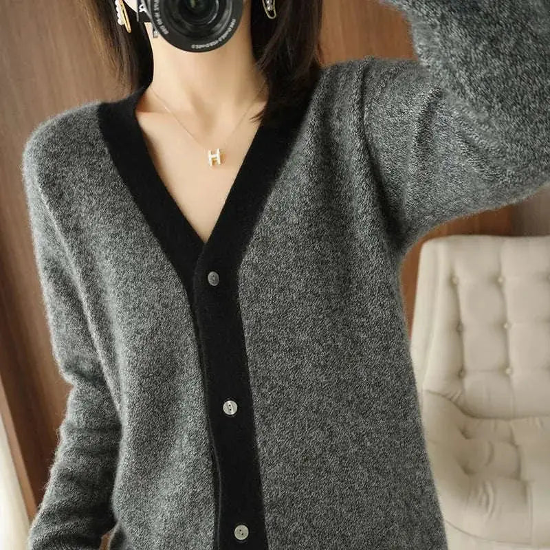 soft cashmere blend | lightweight knitted cardigan | v-neck womens sweater | ultrasonic cleaning