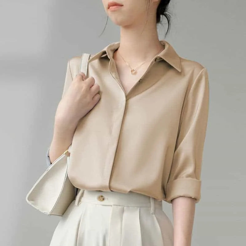 vintage satin shirt for women | checkered womens shirt | retro satin blouse | energy saving