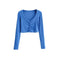 stretchable crop top | slim-fit long sleeve tee | breathable cotton fabric | energy saving