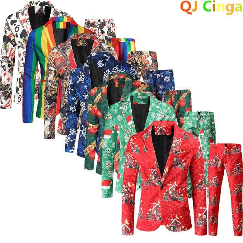 christmas suit jacket + pants stylish male blazer coat 