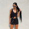 solid color crop vest | versatile shorts set | breathable fabric vest | ultrasonic cleaning