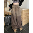 high-waisted wide leg pants | drawstring waistband pants | straight leg trousers | ultrasonic cleaning
