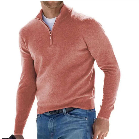 Men's Fashion Casual Long Sleeve V-neck Cashmere Zipper Top XS - available style options