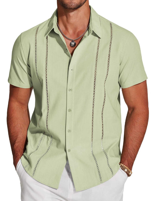 Men's Hawaiian Print Short Sleeve Lapel Shirt - Meifu Market