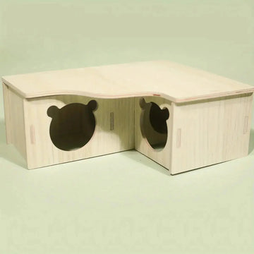 multi-chamber hamster maze | natural wooden hamster hideout | large hamster activity center | energy saving