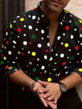 long sleeve polka dot shirt | cotton blend casual shirt | mens button down shirt | energy saving