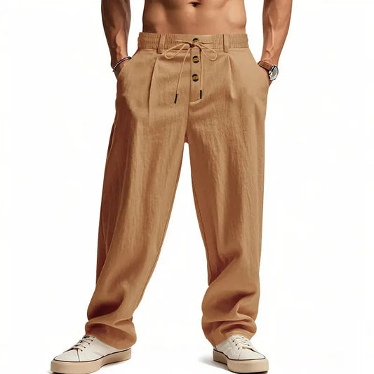 Men's Breathable Cotton Linen Loose Leisure Sports Trousers