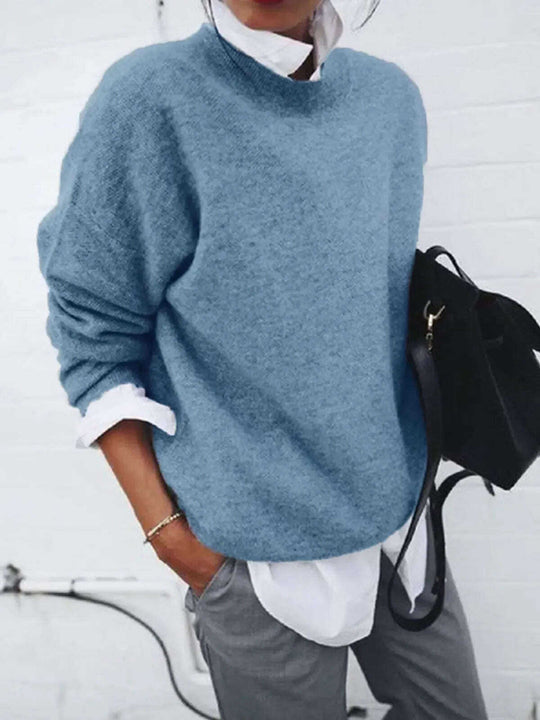 Fashion Long Sleeve Pullover Sweater Fall And Winter Fashion Solid Color Knitted Tops For Women Clothing Meifu Market