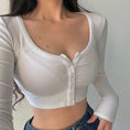 stretchable crop top | slim-fit long sleeve tee | breathable cotton fabric | energy saving