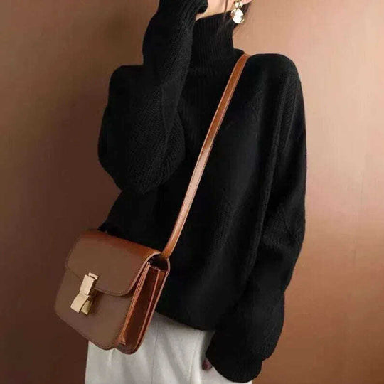 Women's Turtleneck Three-dimensional Rhombus Sweater Meifu Market