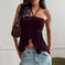 Women's Halterneck Backless Camisole | Modal Slit Top Brown - Meifu Market