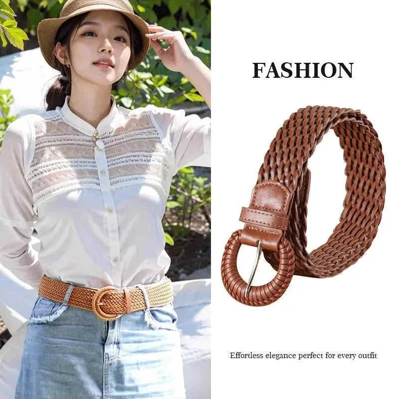 handmade leather belt for women | genuine leather belt with buckle | adjustable woven belt | ultrasonic cleaning