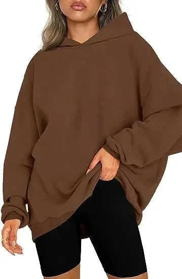 oversized hooded pullover | fleece lined hoodie | long sleeve loose sweater | energy saving