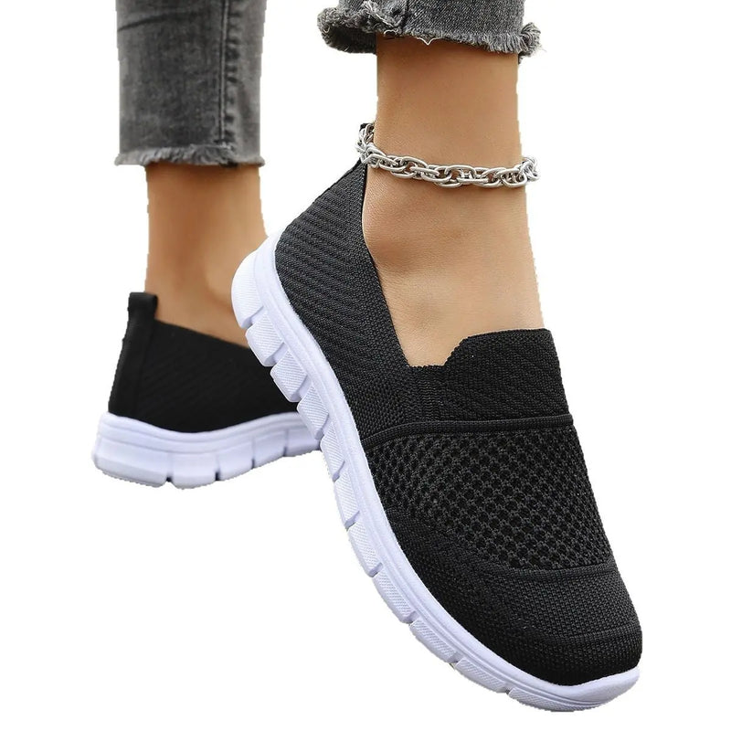 Large Size Mesh Breathable Flat Solid Color Casual Flyknit Pumps Meifu Market