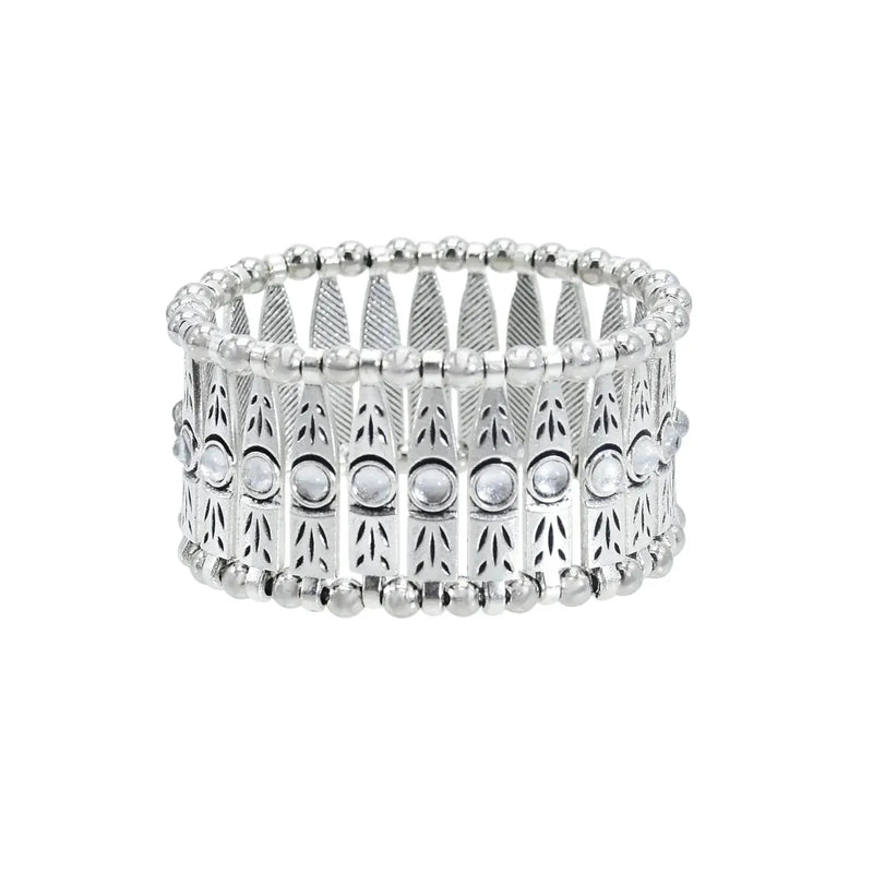 elastic turquoise bracelet | adjustable boho bangle | vintage tribal jewelry | ultrasonic cleaning