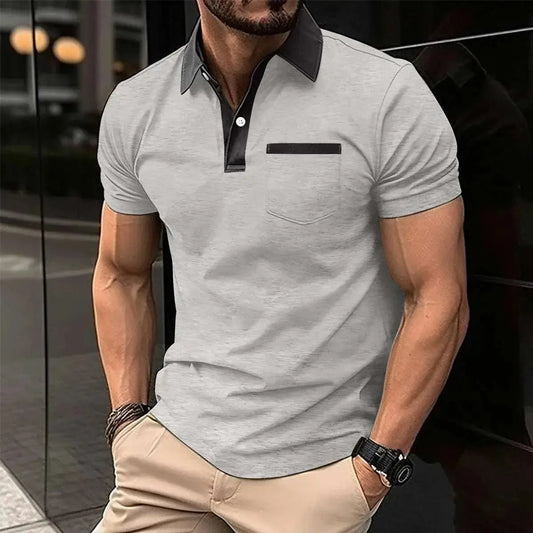 Men’s Slim Fit Lapel Polo Shirt – Short Sleeve T-Shirt with Pocket