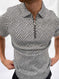 Plaid Zip Knit Polo – Men's Jacquard 5-Style Casual Shirt