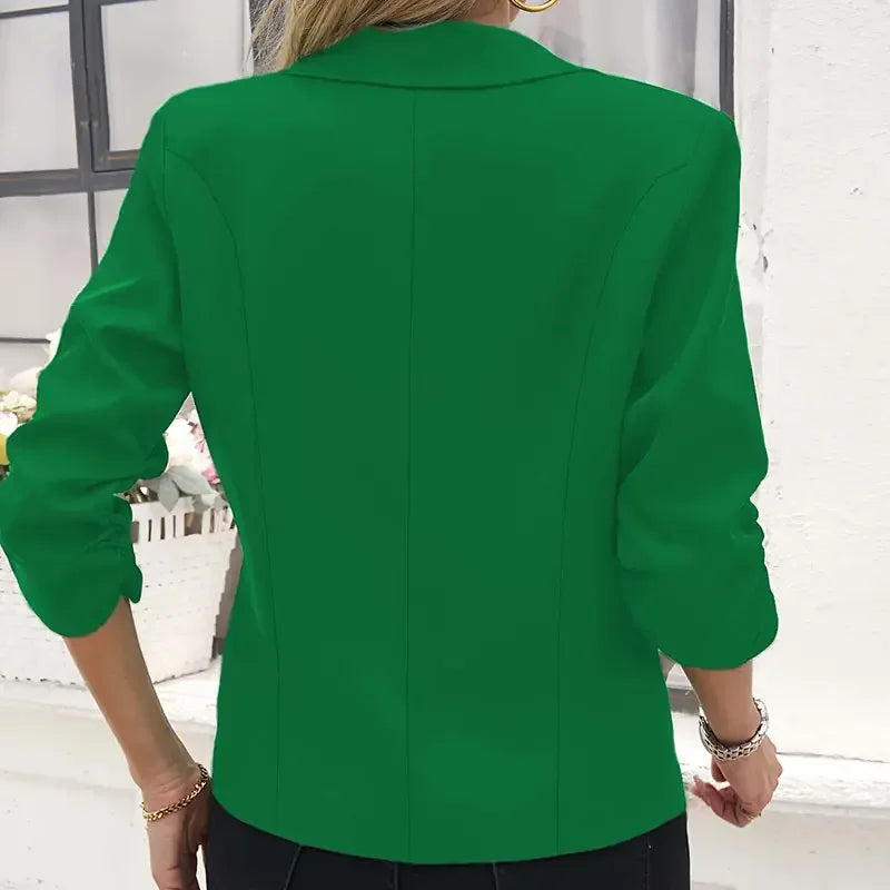 Plus Size Women's Single Button Front Lapel Blouse Elegant Solid Color Long Sleeve Office Shirt Professional Work Wear Tops Meifu Market