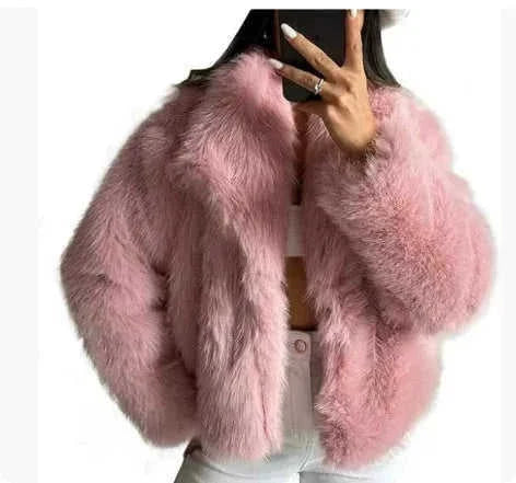plush sherpa coat for women | long winter coat with lapel | thickened warm jacket | ultrasonic cleaning