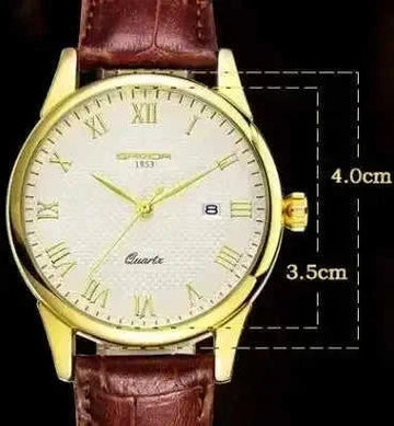 Sanda Korean Fashion Watch – Genuine Leather Strap Quartz Unisex, 4 Colors × 2 Sizes