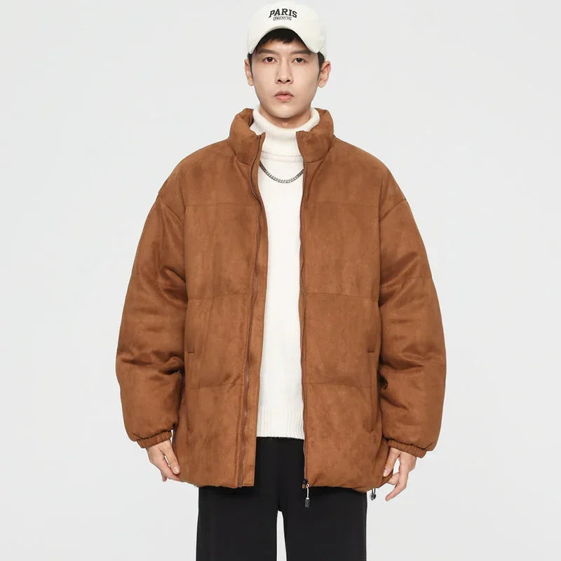 deerskin velvet jacket | quilted windproof coat | loose fit winter jacket | energy saving