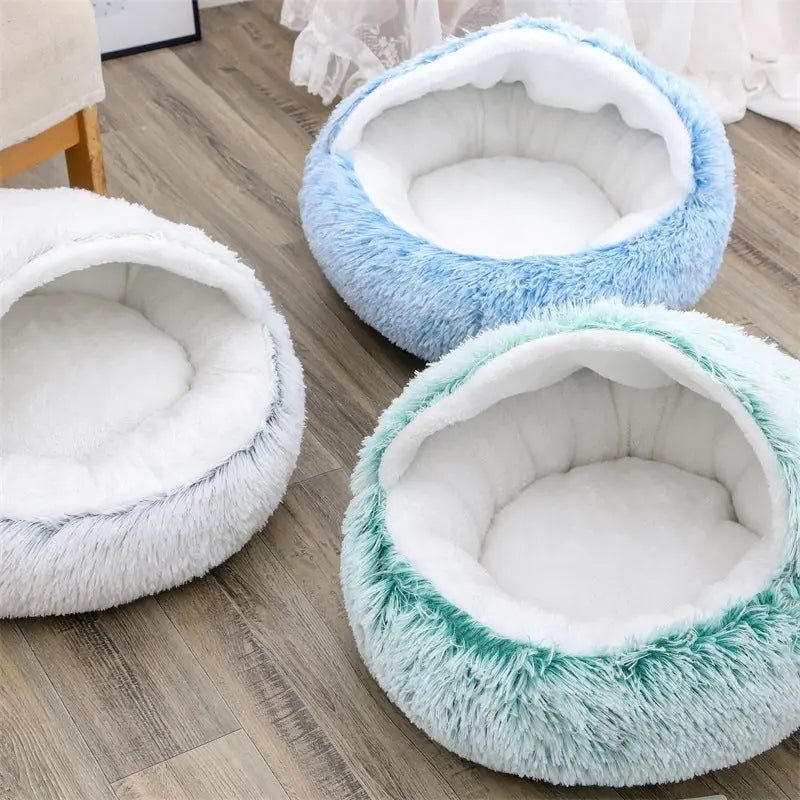 Deep Sleep Half-pack Semi-enclosed Dual-use Plush Round Pet Bed Meifu Market