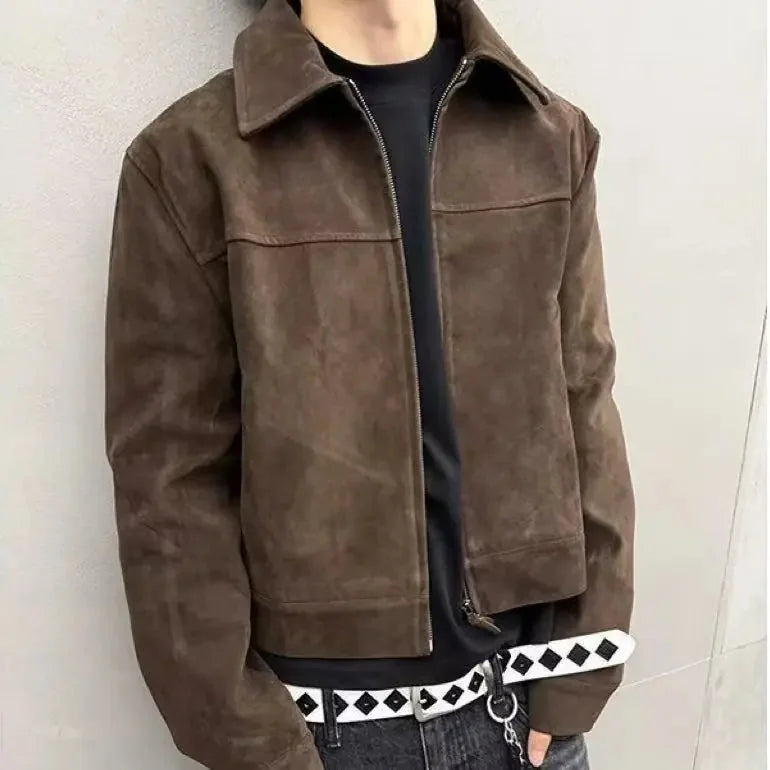 vintage leather jacket | distressed brown bomber | oversized lapel blazer | ultrasonic cleaning