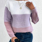 Pullover Knitted Sweater Fashion Round Neck Splicing Knitwear Loose Top Women's Clothing Meifu Market