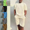 lightweight linen suit set | breathable summer clothing | loose fit men outfit | energy saving