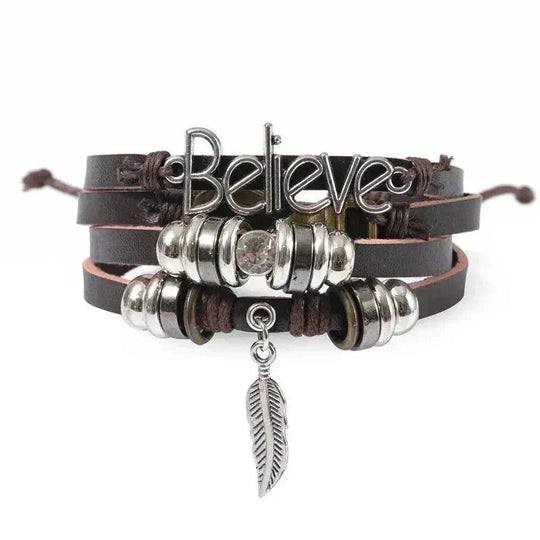 genuine leather bracelet | adjustable leather cord | turquoise beaded bracelet | energy saving