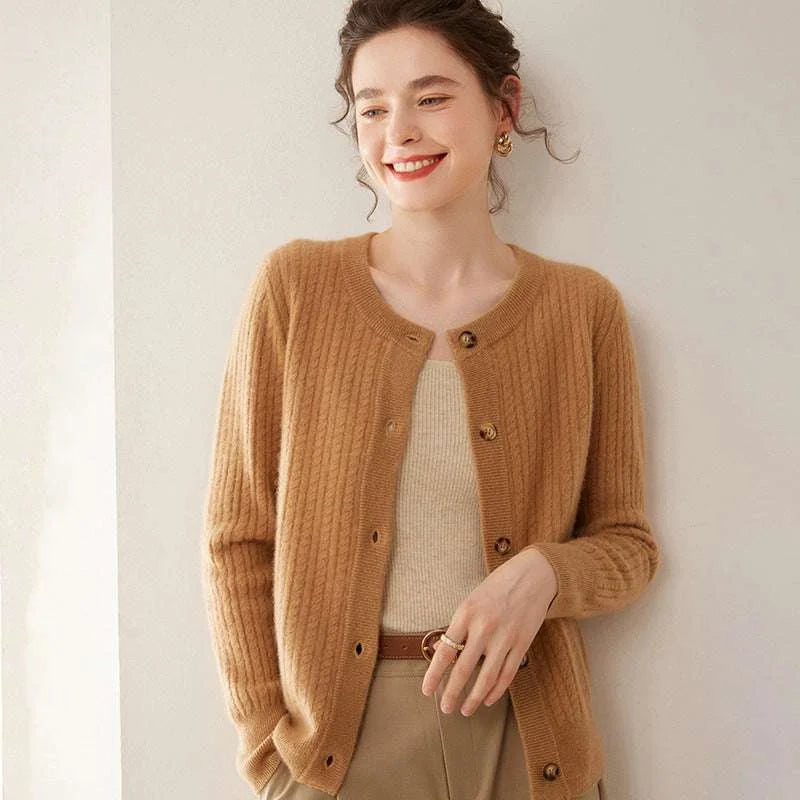 soft cashmere sweater | round neck cardigan | knitted sweater coat | energy saving