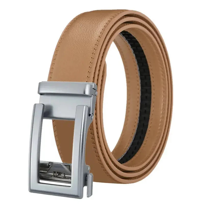 genuine leather belt for men | full-grain leather construction | adjustable brass buckle | energy saving