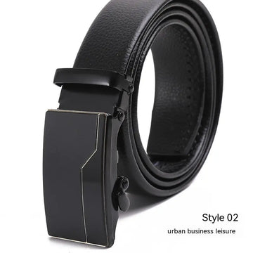 Men's Fashion Automatic Buckle Litchi Pattern Belt meifu market