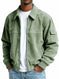 Men's Retro Corduroy Jacket - Casual Long Sleeve Pocket Coat Navy Blue - texture and material detail