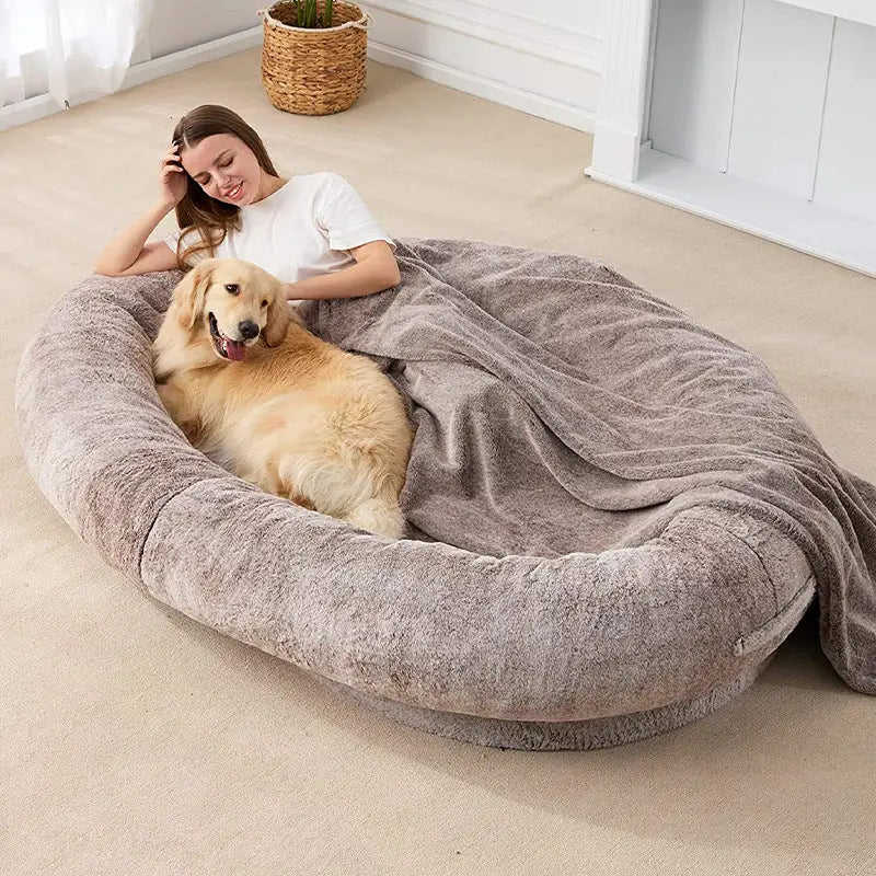 Large Human Short Plush Dog Bed Meifu Market